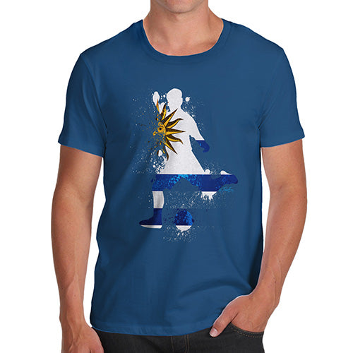 Funny T-Shirts For Men Football Soccer Silhouette Uruguay Men's T-Shirt Medium Royal Blue