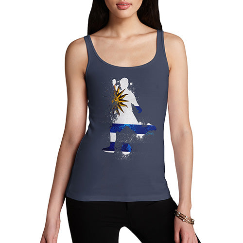 Womens Humor Novelty Graphic Funny Tank Top Football Soccer Silhouette Uruguay Women's Tank Top Small Navy
