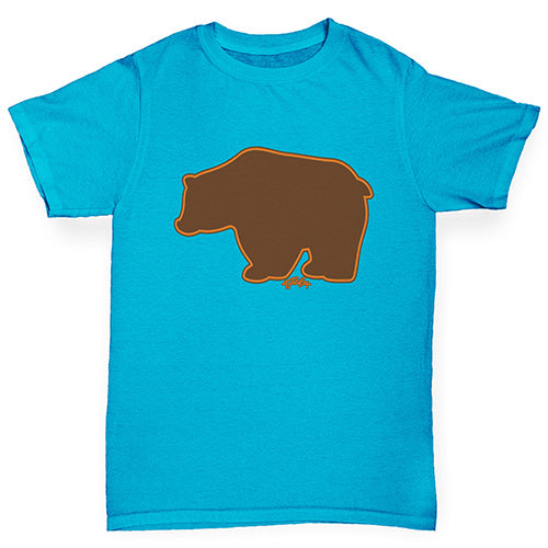 Boys novelty t shirts Grizzly Bear Silhouette Boy's T-Shirt Age 3-4 Azure Blue