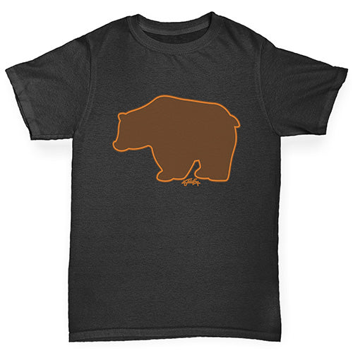 Boys funny tee shirts Grizzly Bear Silhouette Boy's T-Shirt Age 9-11 Black