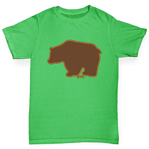 Boys novelty tees Grizzly Bear Silhouette Boy's T-Shirt Age 9-11 Green