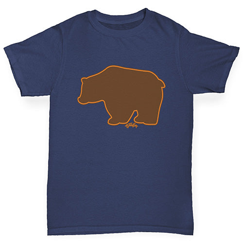 Novelty Tees For Boys Grizzly Bear Silhouette Boy's T-Shirt Age 12-14 Navy