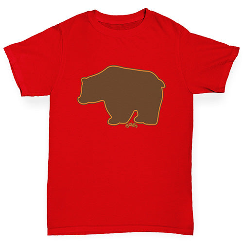 Boys Funny Tshirts Grizzly Bear Silhouette Boy's T-Shirt Age 3-4 Red