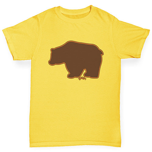 Boys novelty tees Grizzly Bear Silhouette Boy's T-Shirt Age 3-4 Yellow