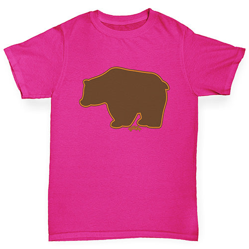 Kids Funny Tshirts Grizzly Bear Silhouette Girl's T-Shirt Age 12-14 Pink