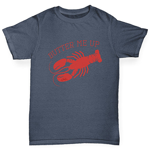 Kids Funny Tshirts Butter Me Up Lobster Boy's T-Shirt Age 7-8 Dark Grey