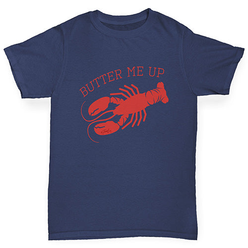 Boys Funny T Shirt Butter Me Up Lobster Boy's T-Shirt Age 12-14 Navy