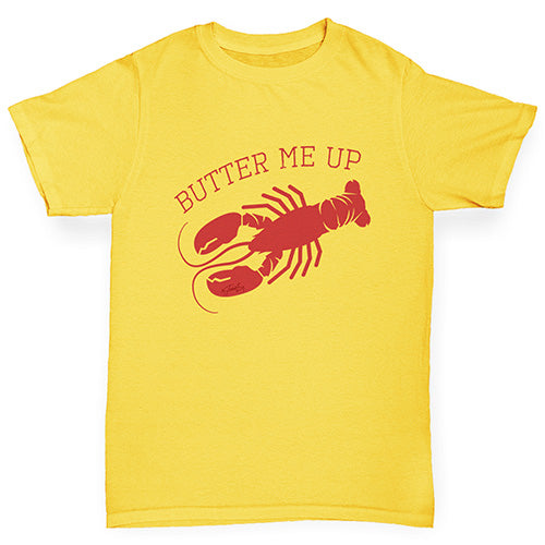 Boys funny tee shirts Butter Me Up Lobster Boy's T-Shirt Age 5-6 Yellow