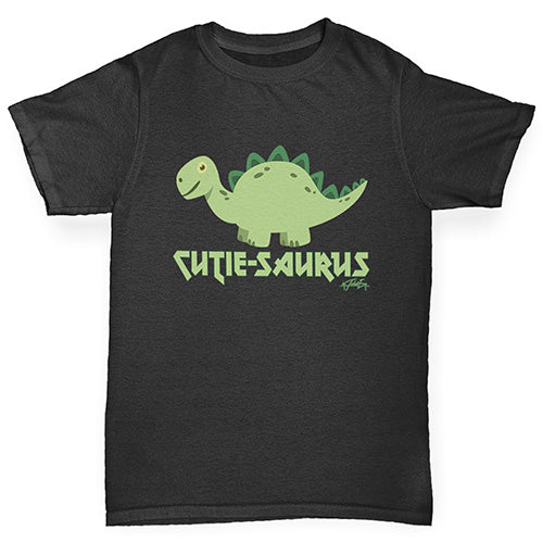 Boys funny tee shirts Cute-Saurus Cute Dinosaur Boy's T-Shirt Age 5-6 Black