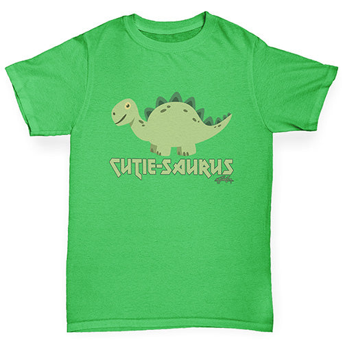 Boys funny tee shirts Cute-Saurus Cute Dinosaur Boy's T-Shirt Age 9-11 Green