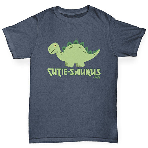 Boys Funny Tshirts Cute-Saurus Cute Dinosaur Boy's T-Shirt Age 3-4 Dark Grey