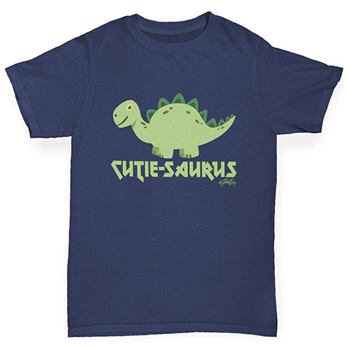 Boys novelty tees Cute-Saurus Cute Dinosaur Boy's T-Shirt Age 7-8 Navy