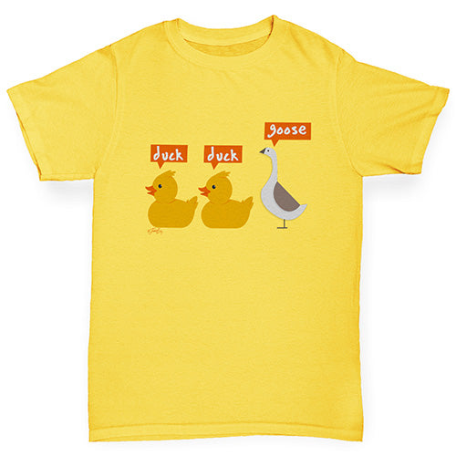 Boys novelty t shirts Duck Duck Goose Boy's T-Shirt Age 5-6 Yellow