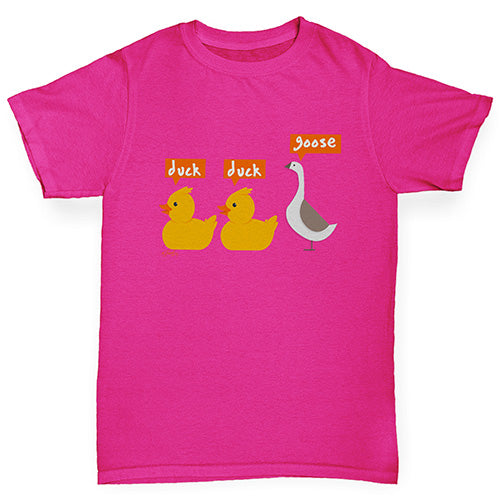 Girls Funny Tshirts Duck Duck Goose Girl's T-Shirt Age 12-14 Pink