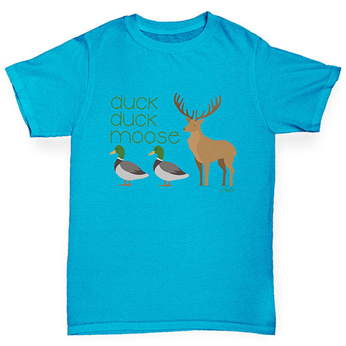 Boys Funny Tshirts Duck Duck Moose Boy's T-Shirt Age 12-14 Azure Blue