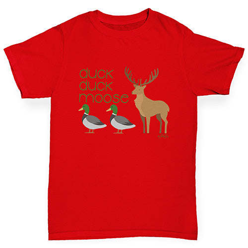 Boys Funny Tshirts Duck Duck Moose Boy's T-Shirt Age 9-11 Red