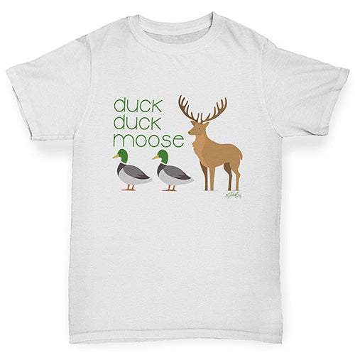 Boys Funny Tshirts Duck Duck Moose Boy's T-Shirt Age 5-6 White