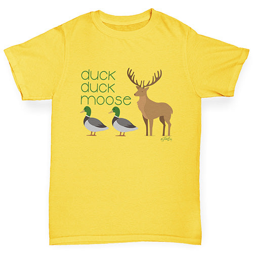 Novelty Tees For Boys Duck Duck Moose Boy's T-Shirt Age 5-6 Yellow