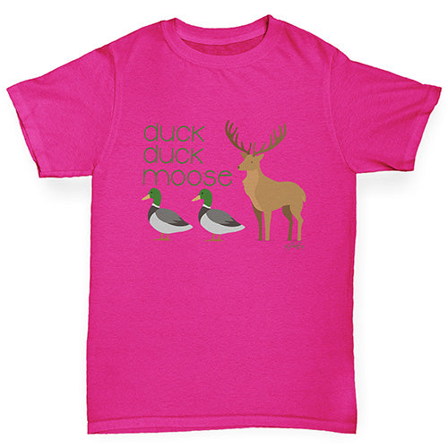 Kids Funny Tshirts Duck Duck Moose Girl's T-Shirt Age 12-14 Pink