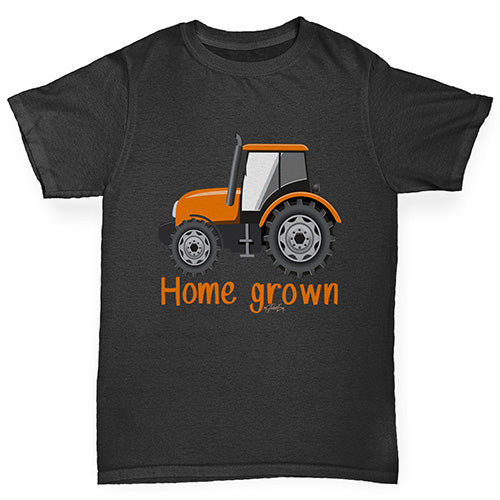 funny t shirts for boys Home Grown Tractor Boy's T-Shirt Age 7-8 Black