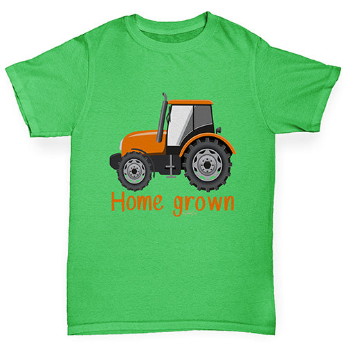 Boys novelty t shirts Home Grown Tractor Boy's T-Shirt Age 9-11 Green