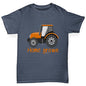 Boys novelty t shirts Home Grown Tractor Boy's T-Shirt Age 7-8 Dark Grey