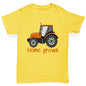 Girls Funny T Shirt Home Grown Tractor Girl's T-Shirt Age 9-11 Yellow