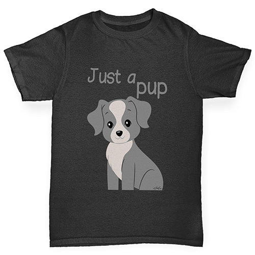 Boys novelty t shirts Just A Pup Boy's T-Shirt Age 12-14 Black