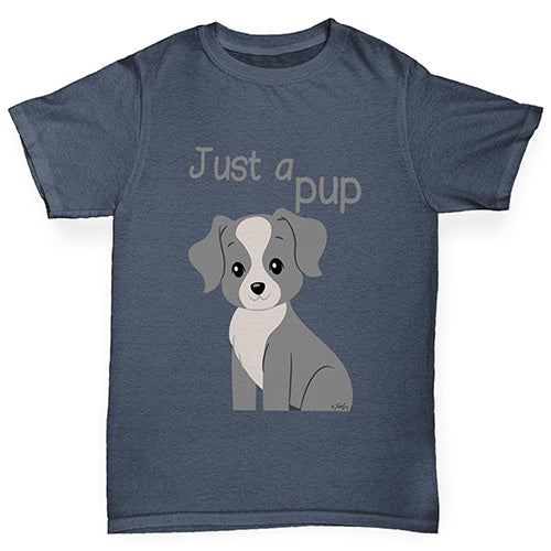 funny t shirts for boys Just A Pup Boy's T-Shirt Age 5-6 Dark Grey