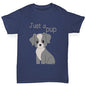 Boys funny tee shirts Just A Pup Boy's T-Shirt Age 9-11 Navy