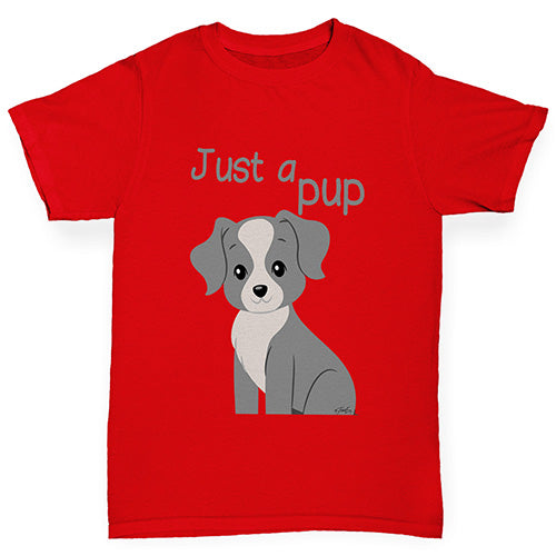 Boys novelty t shirts Just A Pup Boy's T-Shirt Age 12-14 Red