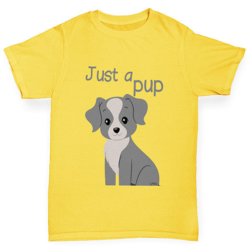 Boys novelty t shirts Just A Pup Boy's T-Shirt Age 12-14 Yellow