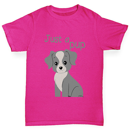 Girls novelty t shirts Just A Pup Girl's T-Shirt Age 3-4 Pink