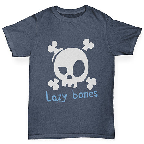 Kids Funny Tshirts Lazy Bones Boy's T-Shirt Age 3-4 Dark Grey