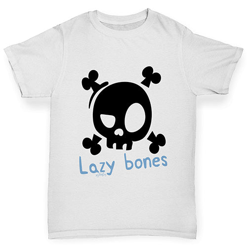 Boys novelty tees Lazy Bones Boy's T-Shirt Age 5-6 White