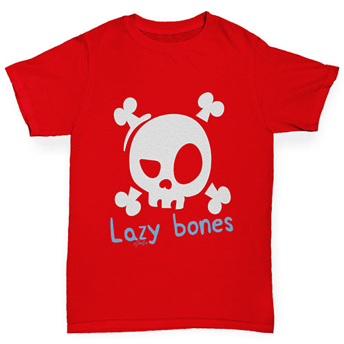 Girls funny tee shirts Lazy Bones Girl's T-Shirt Age 9-11 Red