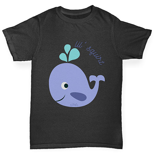 Boys novelty tees Little Squirt Whale Boy's T-Shirt Age 12-14 Black