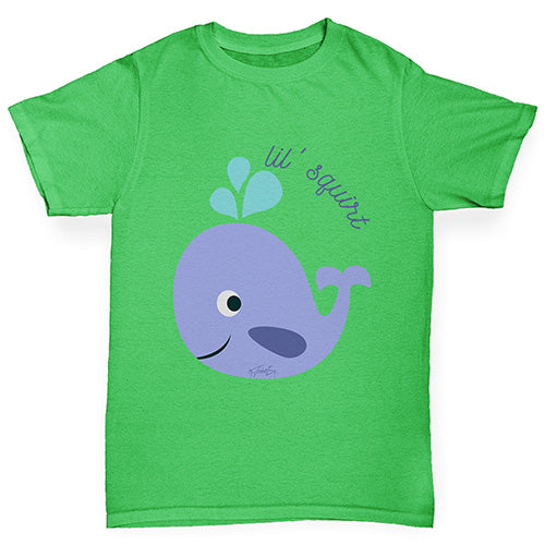 Novelty Tees For Boys Little Squirt Whale Boy's T-Shirt Age 9-11 Green