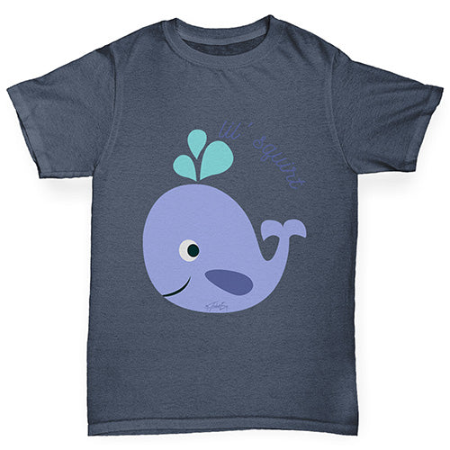 Novelty Tees For Boys Little Squirt Whale Boy's T-Shirt Age 7-8 Dark Grey