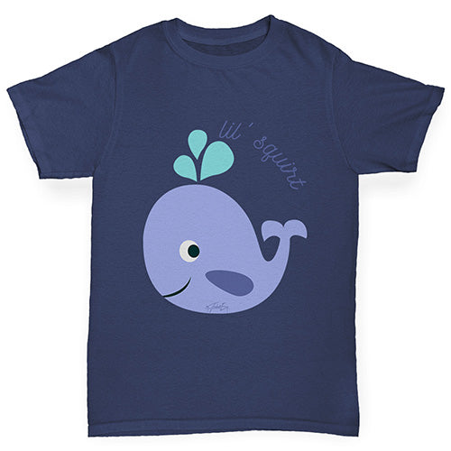 Boys Funny Tshirts Little Squirt Whale Boy's T-Shirt Age 12-14 Navy