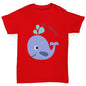 Boys funny tee shirts Little Squirt Whale Boy's T-Shirt Age 12-14 Red