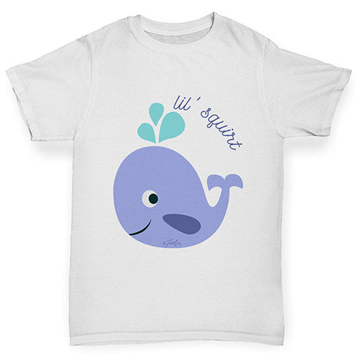 Boys Funny T Shirt Little Squirt Whale Boy's T-Shirt Age 3-4 White