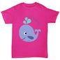 Girls funny tee shirts Little Squirt Whale Girl's T-Shirt Age 7-8 Pink