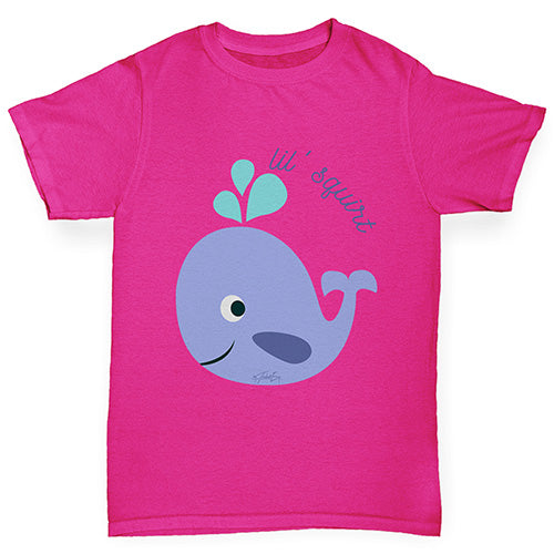 Girls funny tee shirts Little Squirt Whale Girl's T-Shirt Age 7-8 Pink