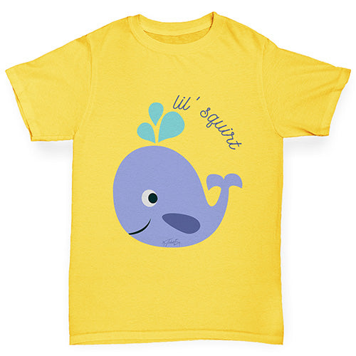 funny t shirts for girls Little Squirt Whale Girl's T-Shirt Age 3-4 Yellow