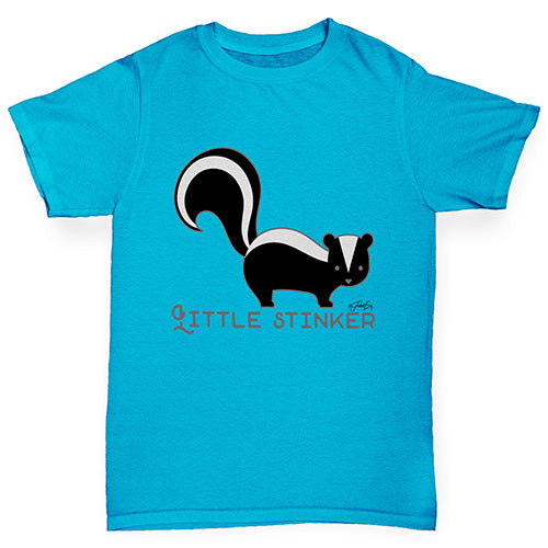 Boys funny tee shirts little Stinker Skunk Boy's T-Shirt Age 5-6 Azure Blue