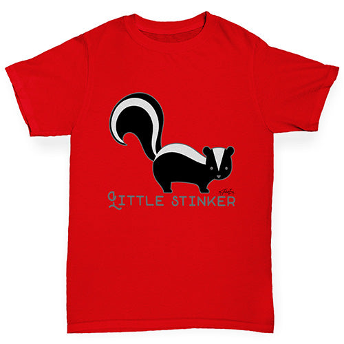 Novelty Tees For Boys little Stinker Skunk Boy's T-Shirt Age 3-4 Red