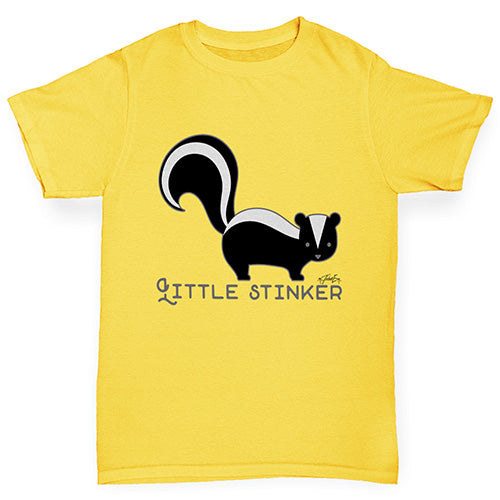 Boys novelty t shirts little Stinker Skunk Boy's T-Shirt Age 9-11 Yellow
