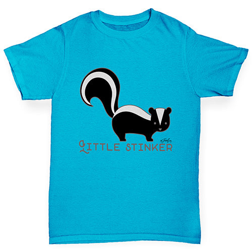 Kids Funny Tshirts little Stinker Skunk Girl's T-Shirt Age 12-14 Azure Blue