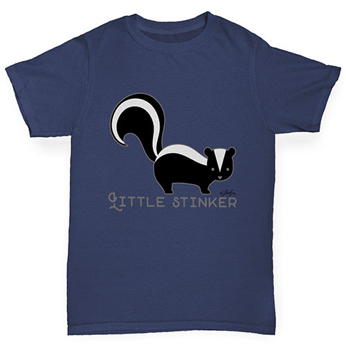 Kids Funny Tshirts little Stinker Skunk Girl's T-Shirt Age 7-8 Navy